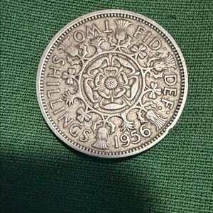 1956 Silver Two Shillings Coin - Floral Reverse